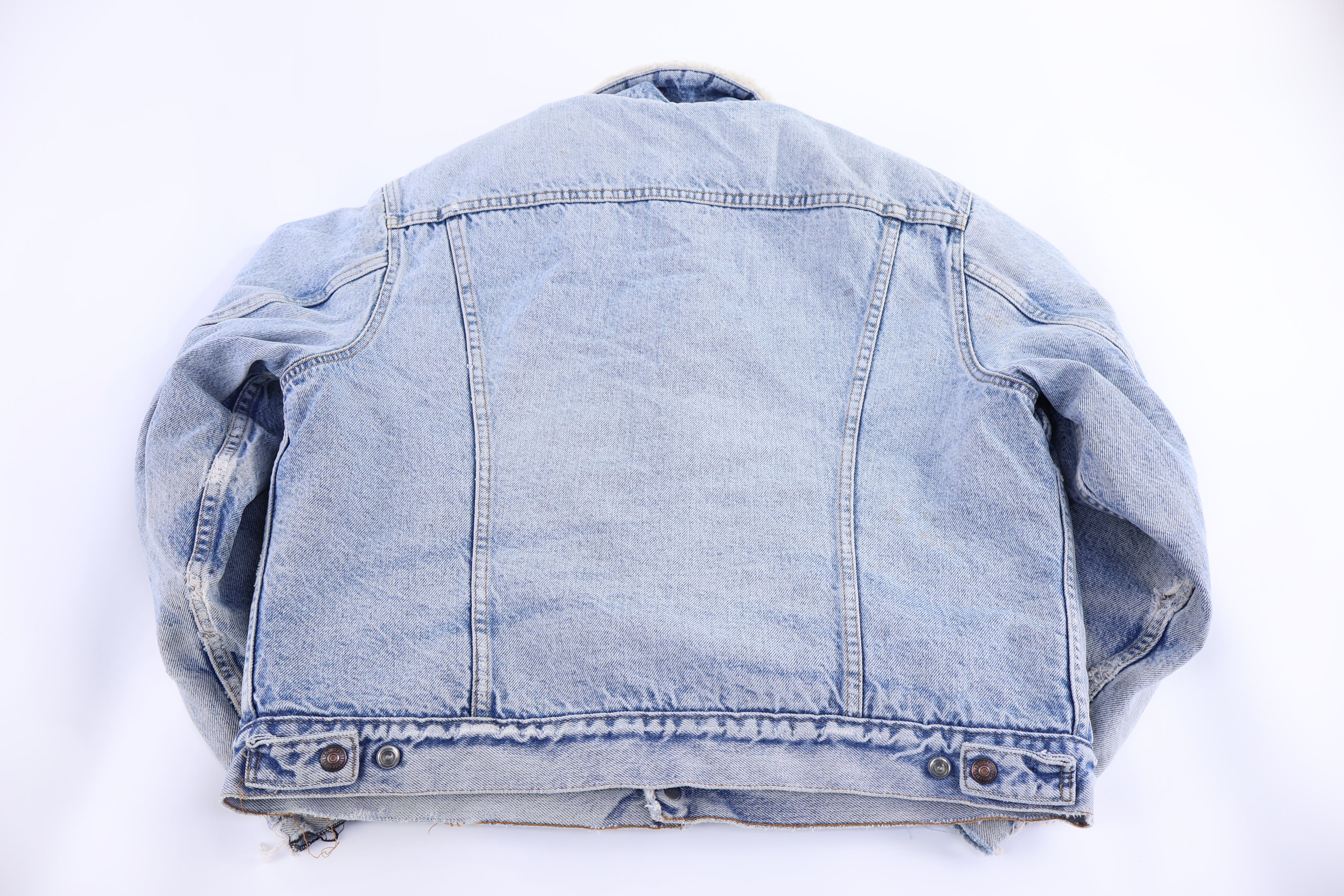 80's Levi's Sherpa Lined Light Wash Denim Jacket - Jacket - Thrifted Threads