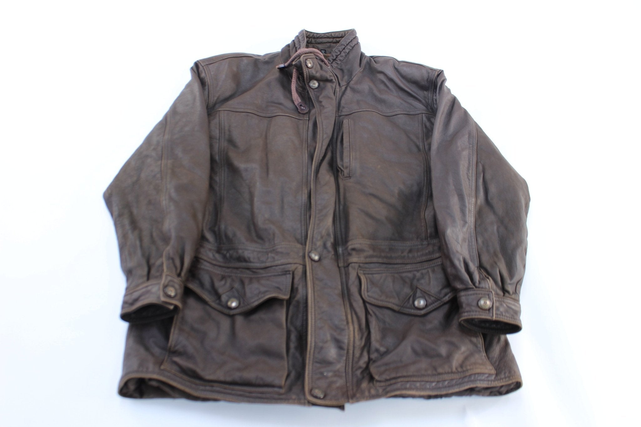 80's Member's Only Brown Leather Zip Up Jacket - Jacket - Thrifted Threads