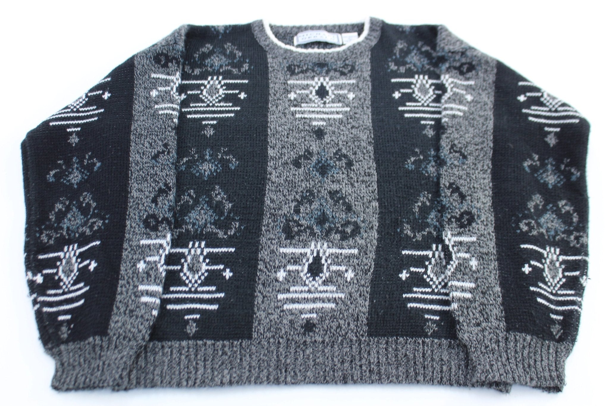 80's Michael Gerald Acrylic Patterned Sweater - ThriftedThreads.com