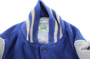 80's Naugalite Blue & Grey Varsity Letterman Jacket - ThriftedThreads.com