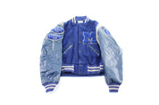80's Naugalite Blue & Grey Varsity Letterman Jacket - ThriftedThreads.com