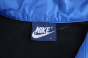 80's Nike Embroidered Logo Black & Blue Full Zip Windbreaker - Jacket - Thrifted Threads