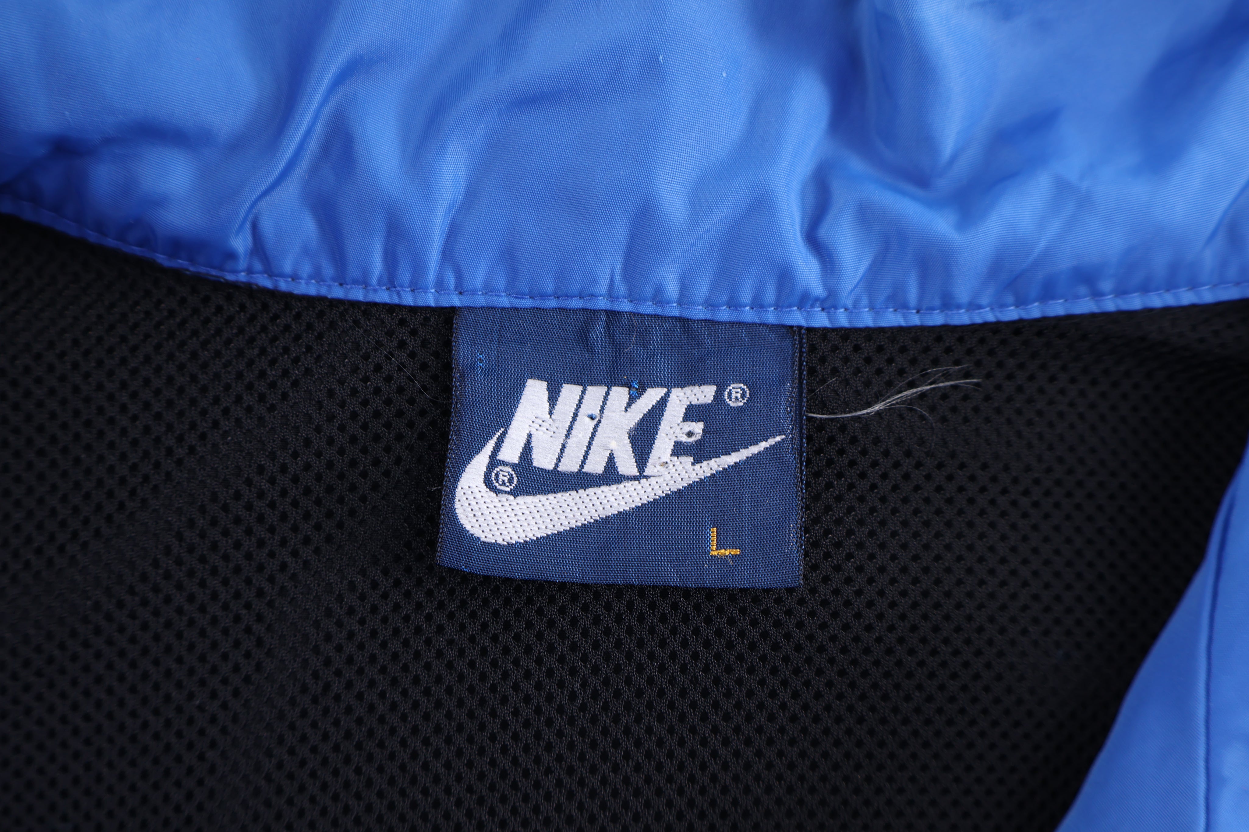 80's Nike Embroidered Logo Black & Blue Full Zip Windbreaker - Jacket - Thrifted Threads