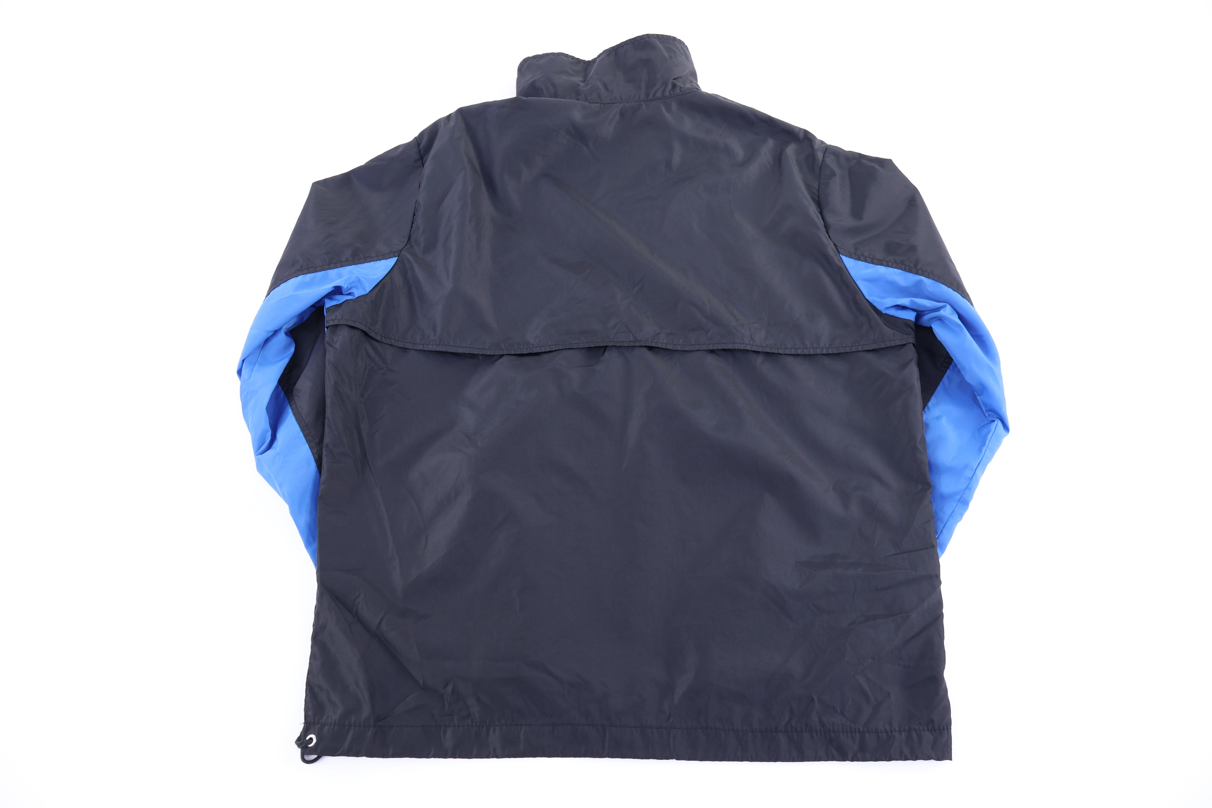 80's Nike Embroidered Logo Black & Blue Full Zip Windbreaker - Jacket - Thrifted Threads