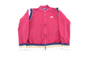 80's Nike Embroidered Logo Burgundy, Navy, & White Zip Up Jacket - Jacket - Thrifted Threads