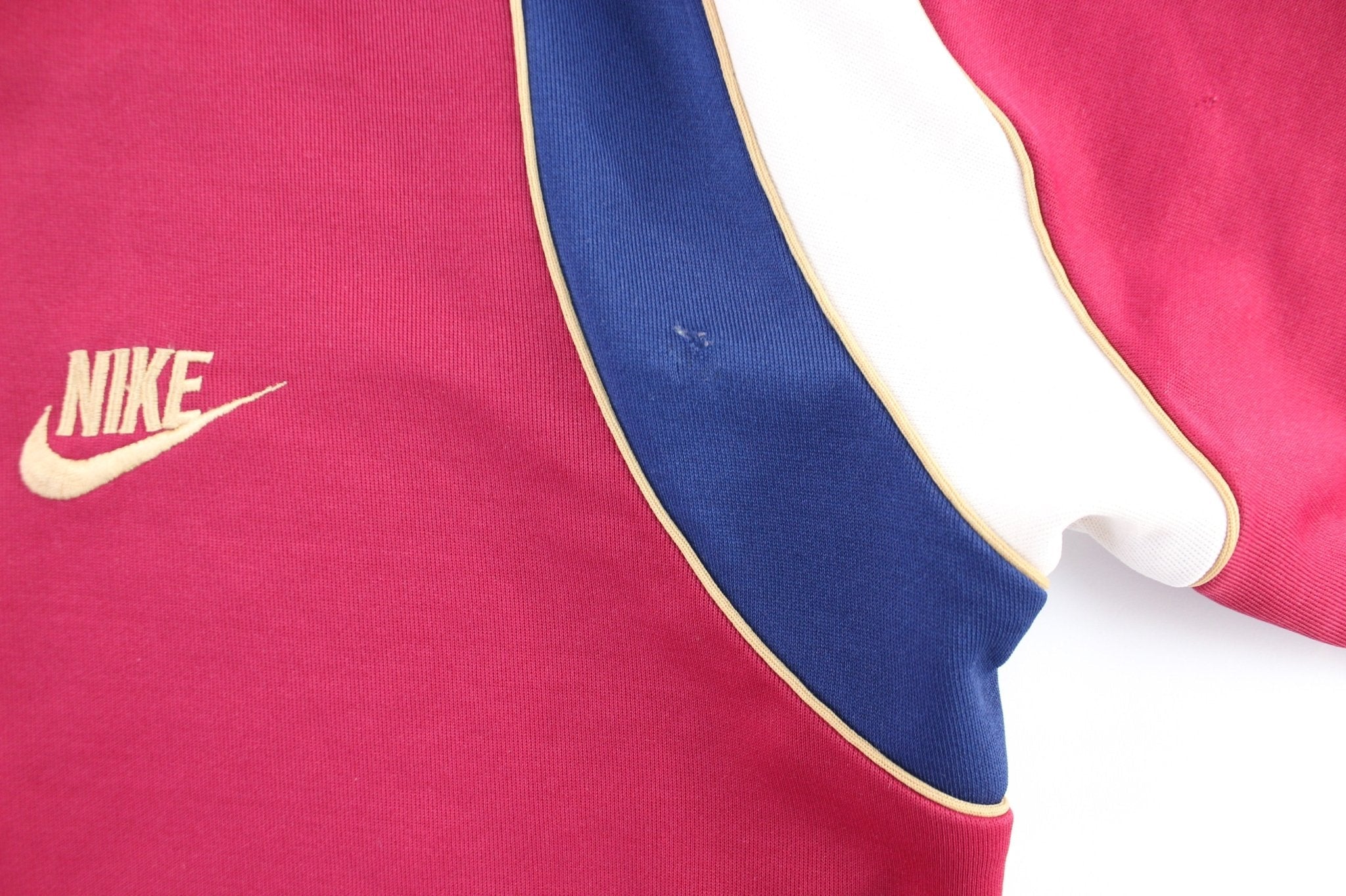 80's Nike Embroidered Logo Burgundy, Navy, & White Zip Up Jacket - Jacket - Thrifted Threads