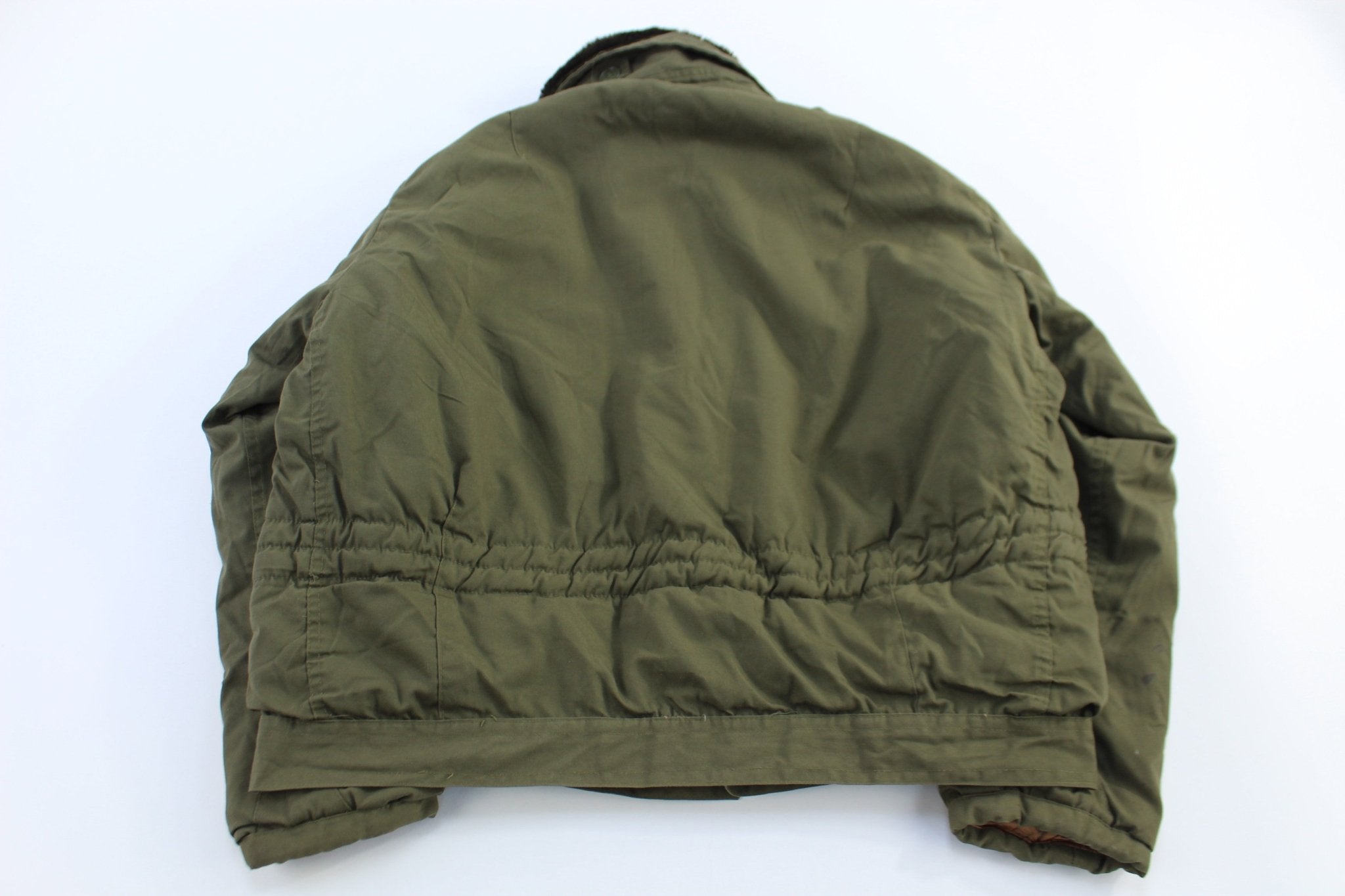 80's Olive Green Full Zip Flight Jacket - Jacket - Thrifted Threads