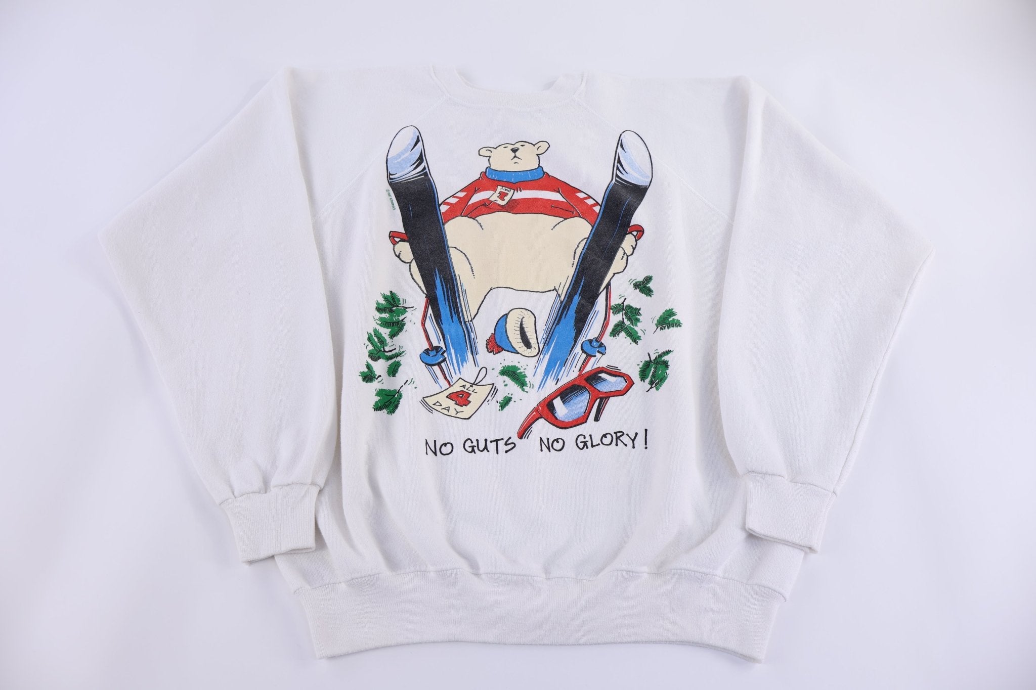 80's Polar Bear Skiing Graphic Sweatshirt - Sweatshirt - Thrifted Threads