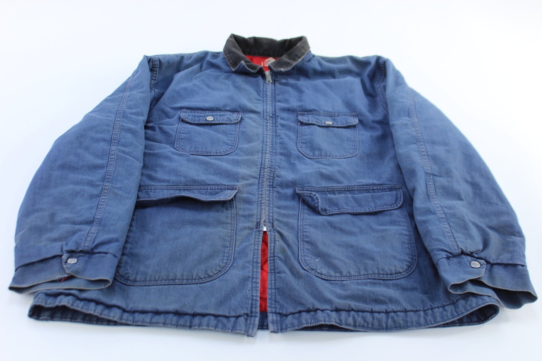 80's Sears Denim Quilted Zip Up Jacket - ThriftedThreads.com