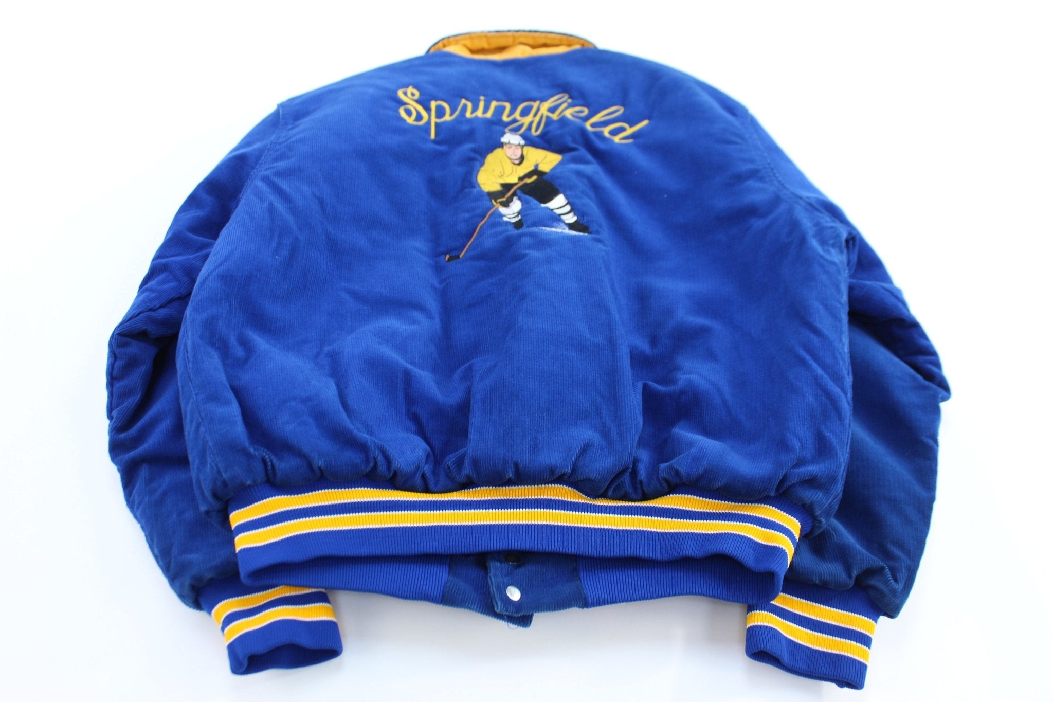 80's Springfield Hockey Corduroy Bomber Jacket - ThriftedThreads.com