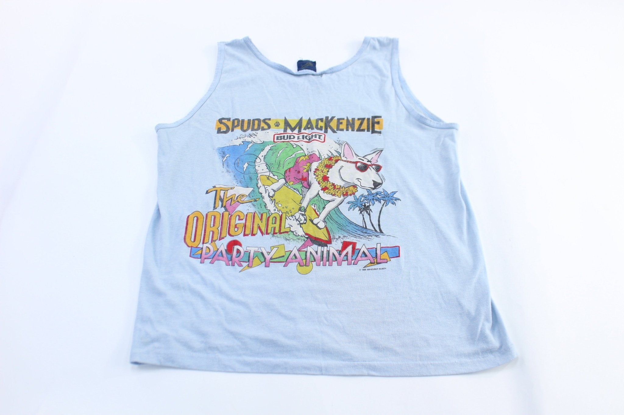 80's Spuds Mackenzie Bud Light Graphic Tank Top - ThriftedThreads.com