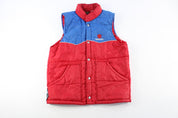 80's Suzuki Embroidered Red & Blue Puffer Vest - ThriftedThreads.com