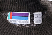 80's Sweater Graphix Multipattern Knit Sweater - Sweater - Thrifted Threads
