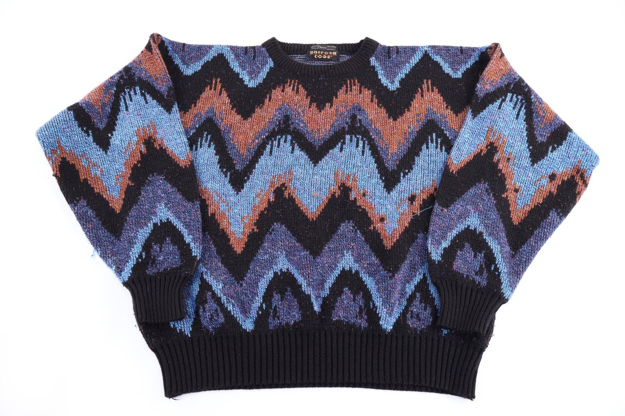 80's Uniform Code Multicolor Knit Sweater - Sweater - Thrifted Threads