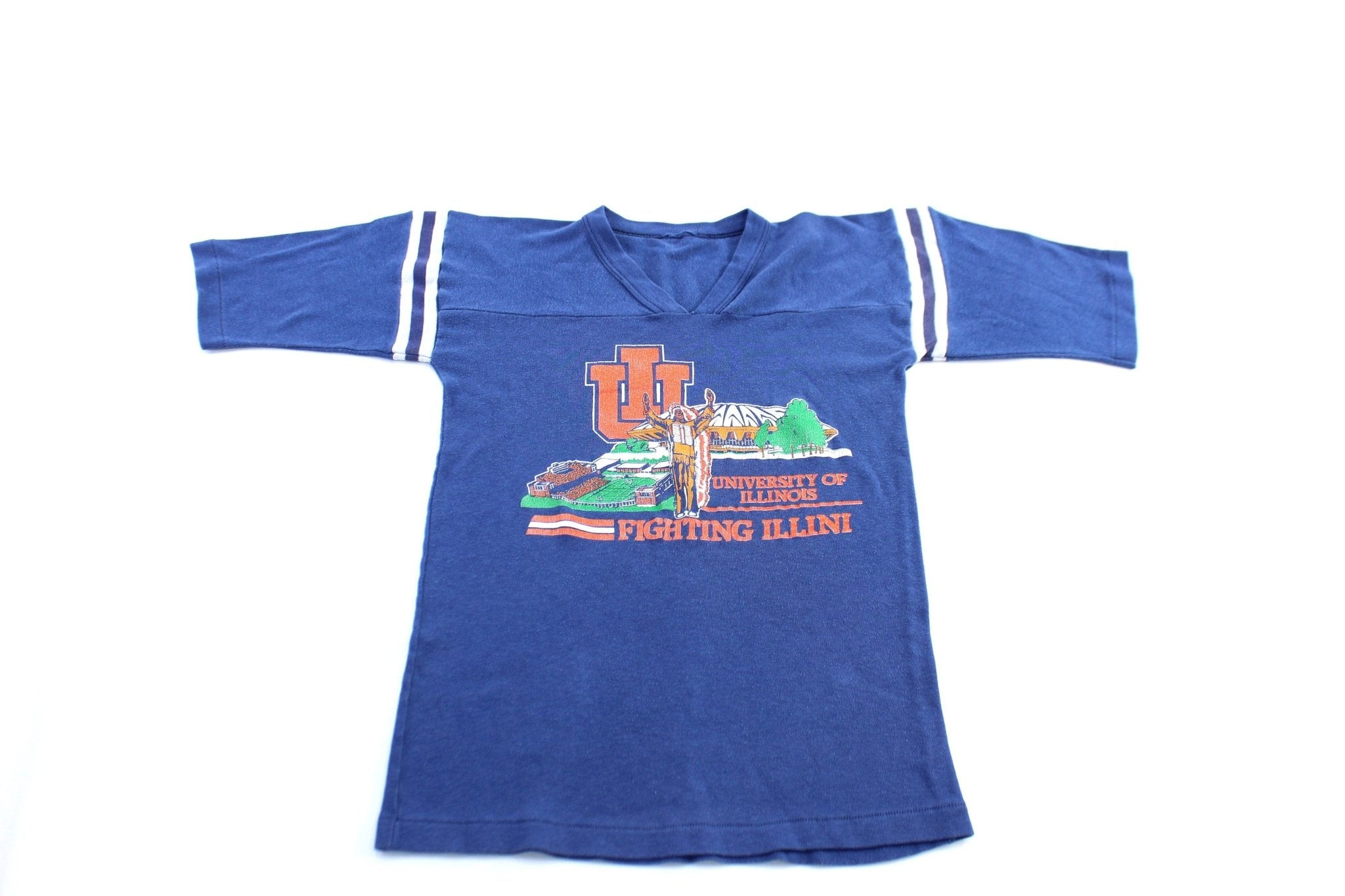 80's University of Illinois Striped T-Shirt - ThriftedThreads.com