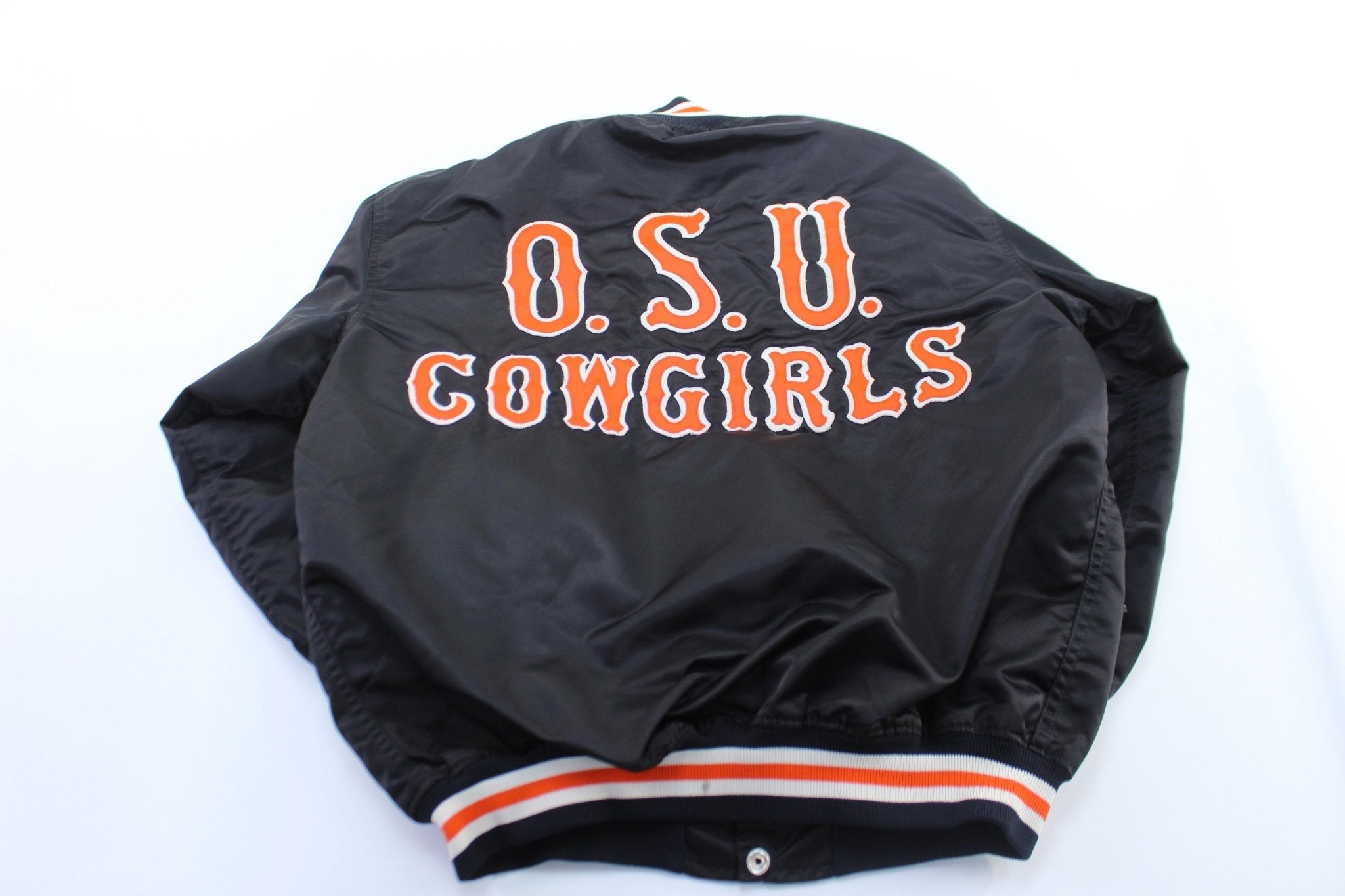 80's University of Oklahoma Cowgirls Embroidered Bomber Jacket - Jacket - Thrifted Threads