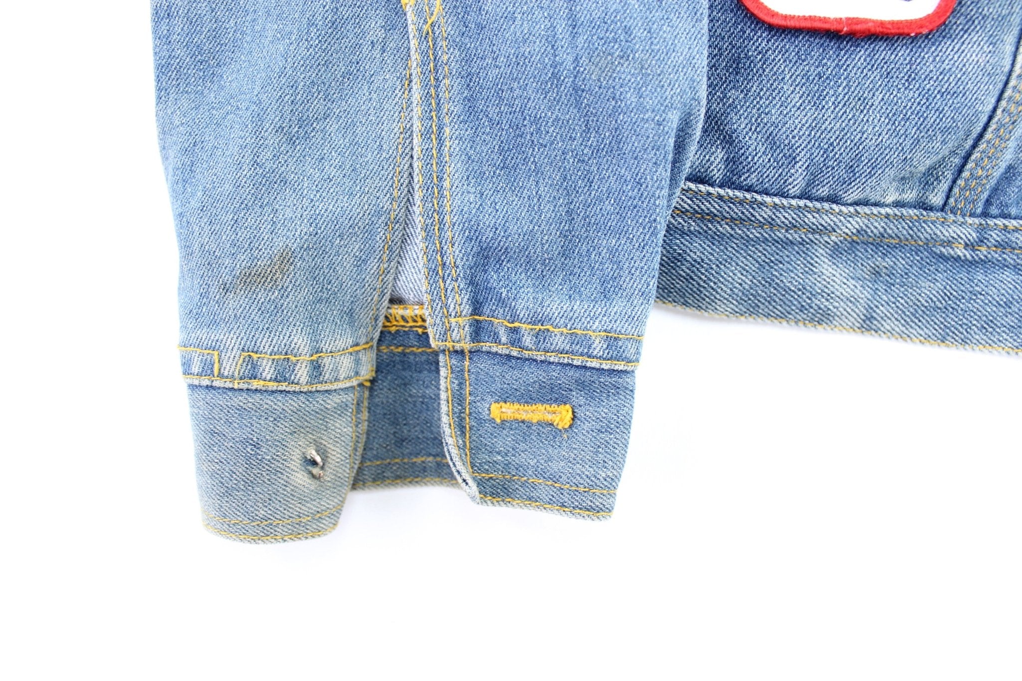 80's West Side Classics Embroidered Patches Denim Jacket - ThriftedThreads.com