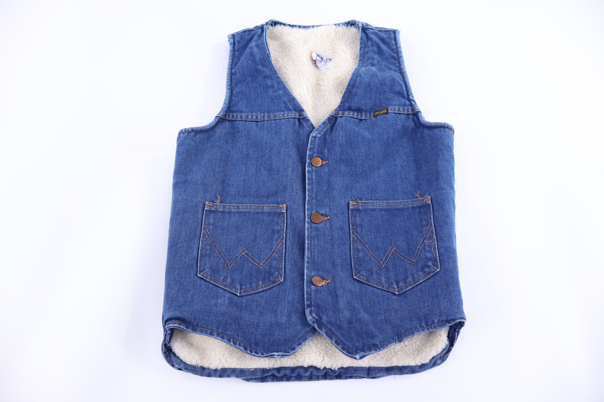 80's Wrangler Sherpa Lined Denim Vest - Vest - Thrifted Threads