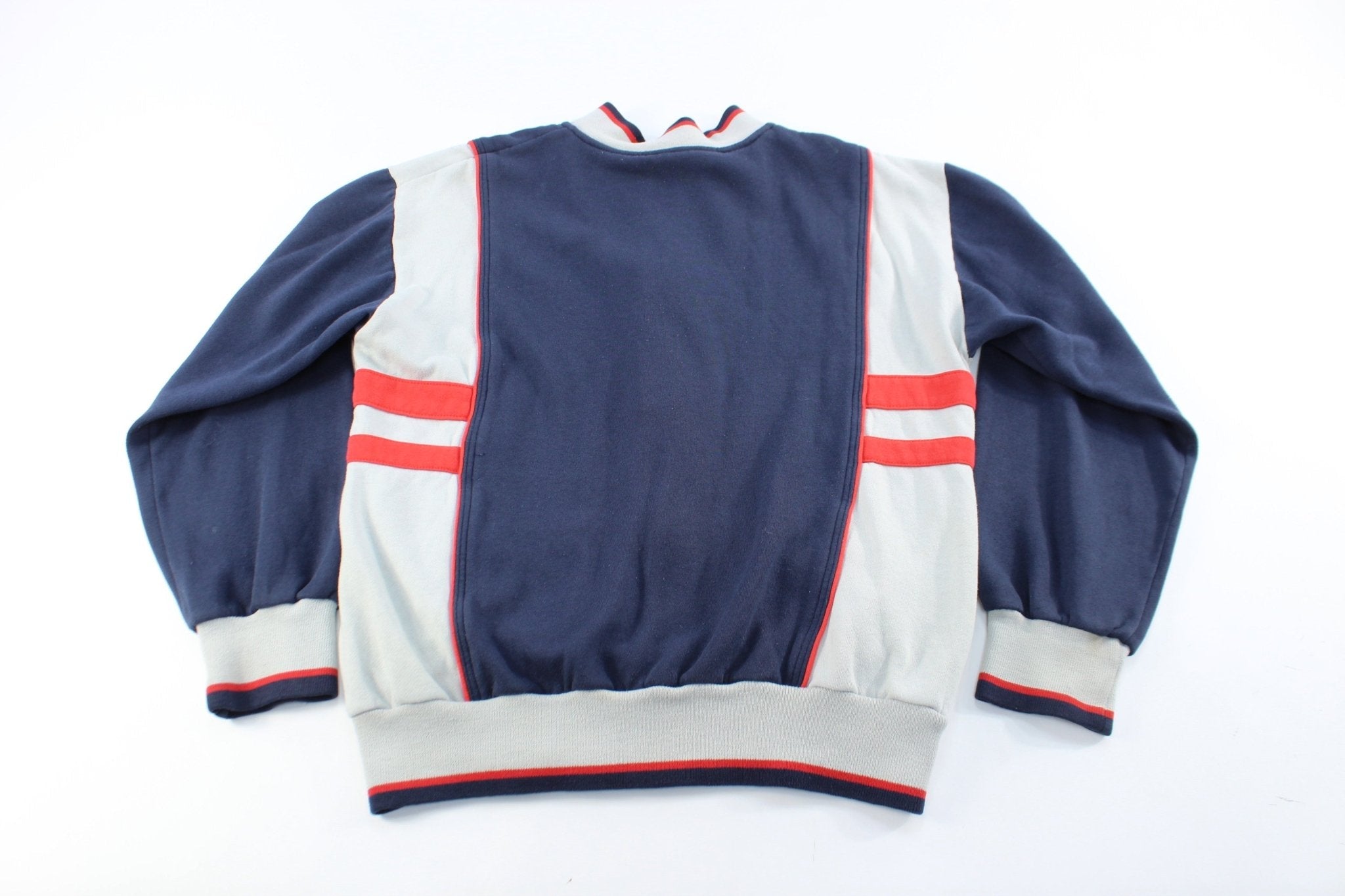 80'sAdidas Embroidered Logo Navy Blue, Red, Grey Zip Up Jacket - Jackets - Thrifted Threads