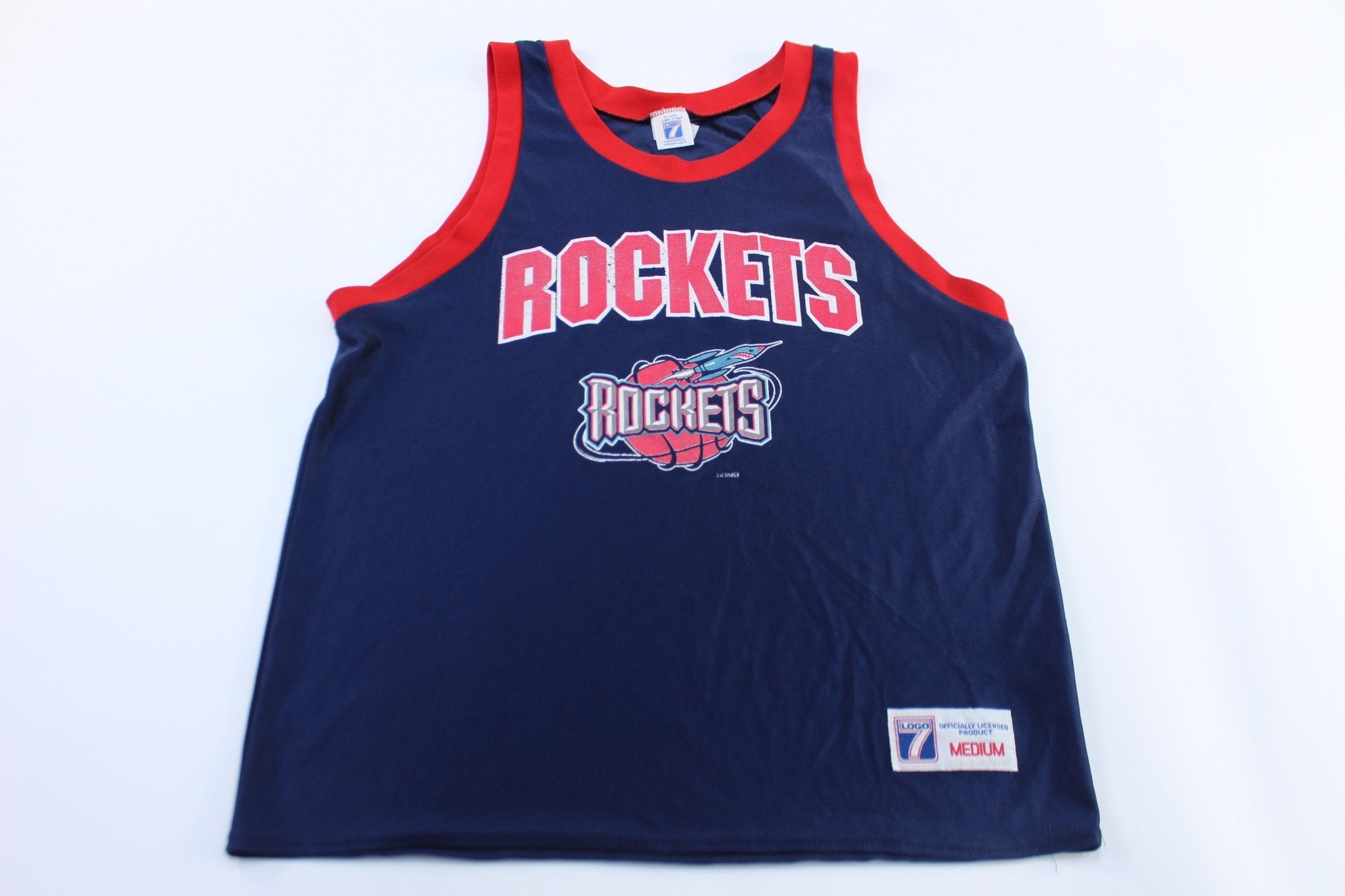 90's 7 Logo NBA Houston Rockets Basketball Jersey - ThriftedThreads.com