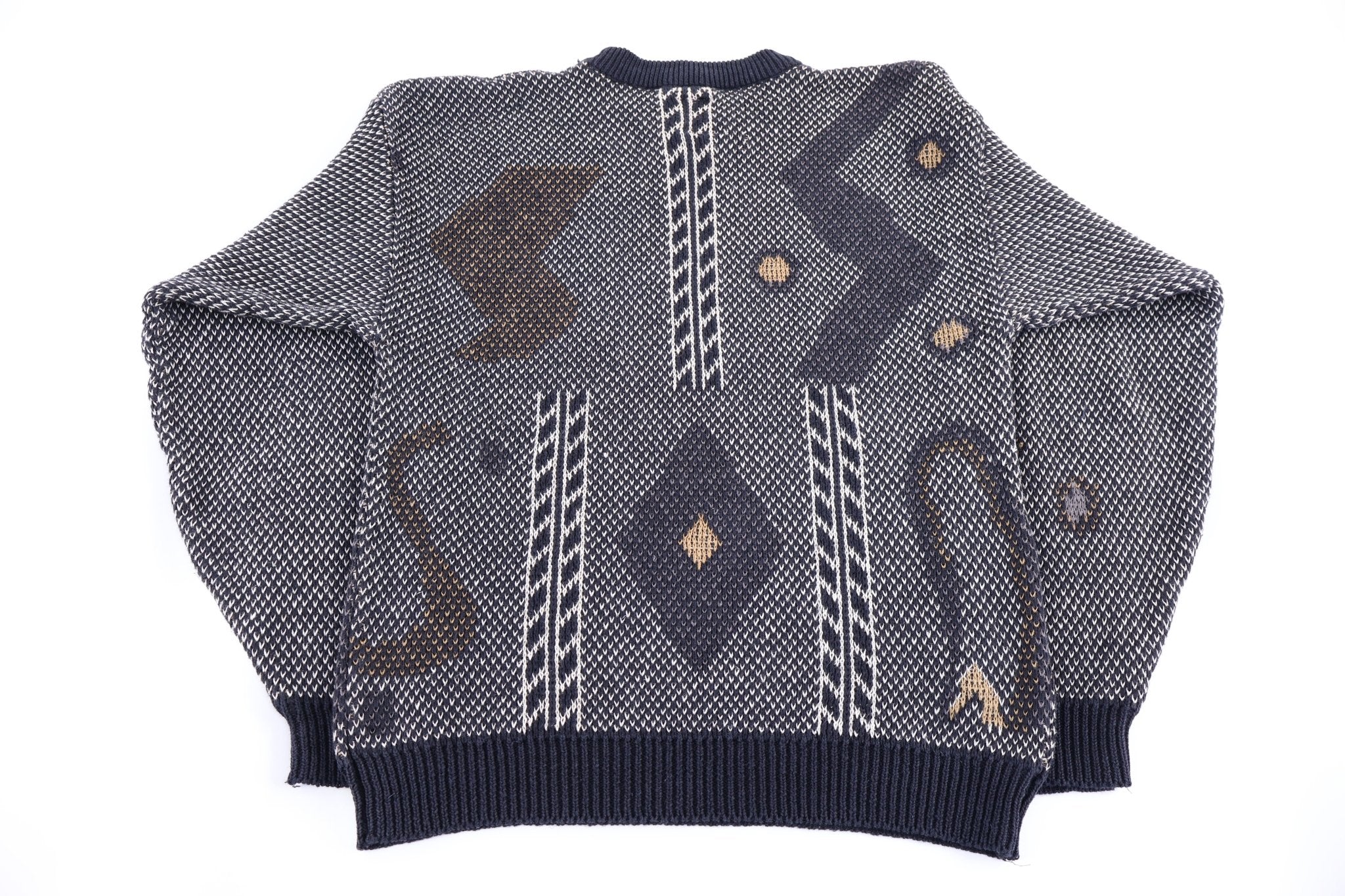 90's Academic Multipattern Knit Sweater - Sweater - Thrifted Threads