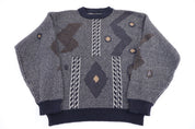 90's Academic Multipattern Knit Sweater - Sweater - Thrifted Threads