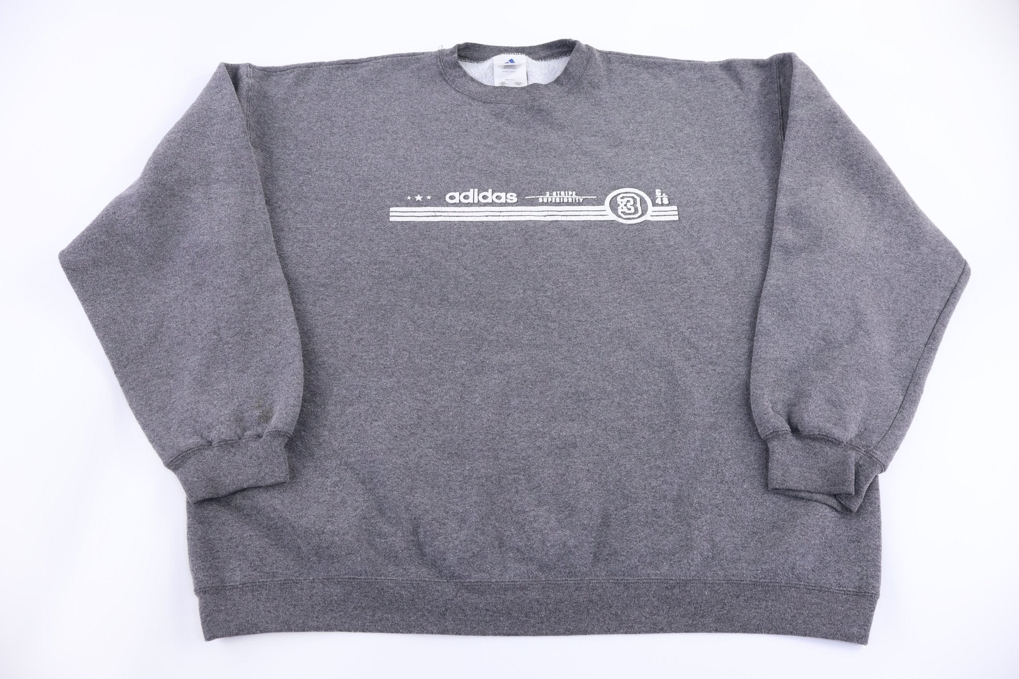 90's Adidas 3 Stripe Superiority Sweatshirt - Sweatshirt - Thrifted Threads