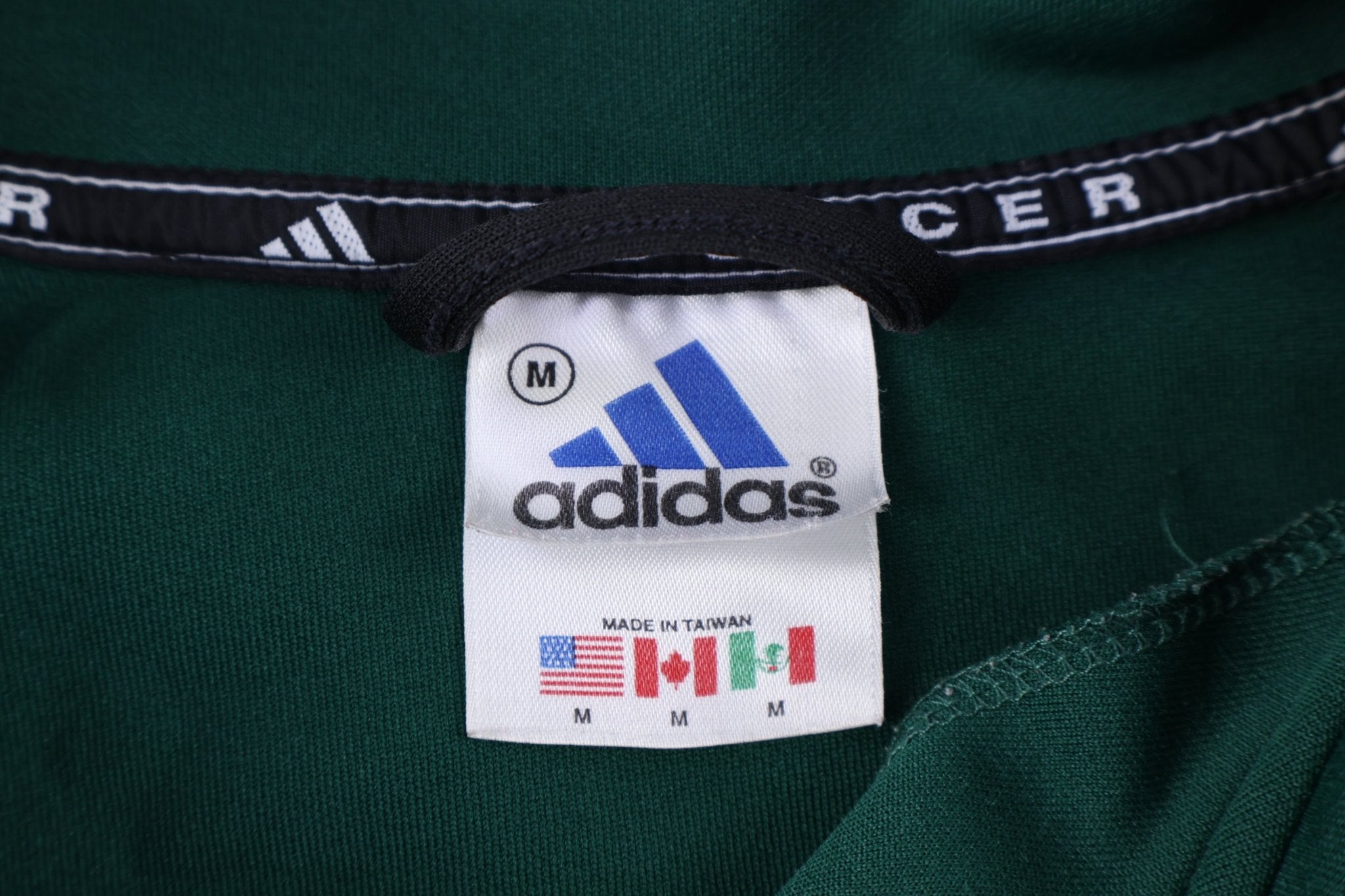 90's Adidas Embroidered Logo Black & Green Quarter Zip Pullover - Sweatshirt - Thrifted Threads