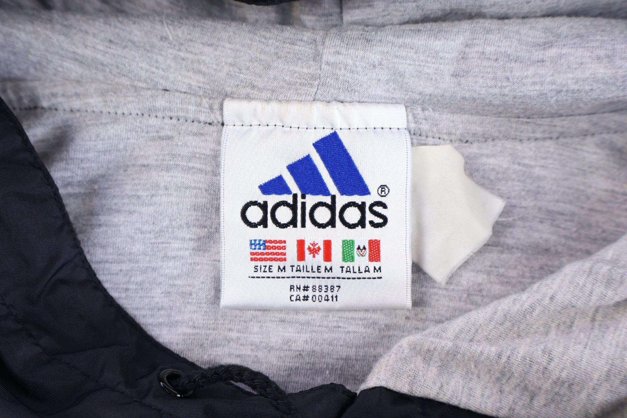 90's Adidas Embroidered Logo Black Pullover Windbreaker - jacket - Thrifted Threads