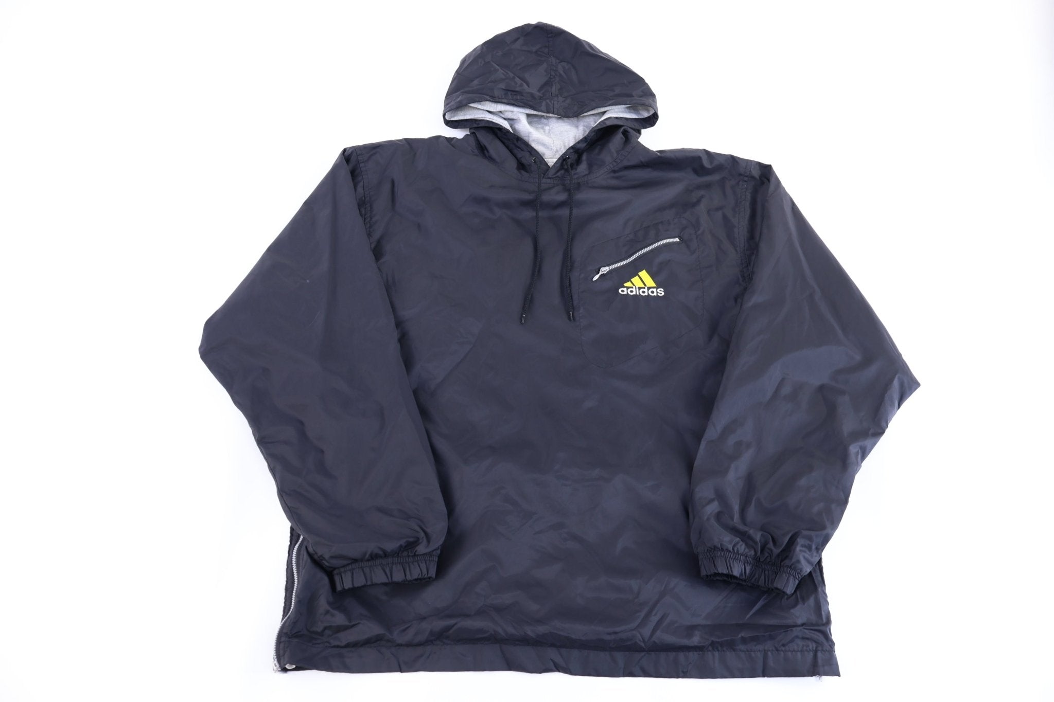 90's Adidas Embroidered Logo Black Pullover Windbreaker - jacket - Thrifted Threads
