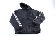 90's Adidas Embroidered Logo Black & White Full Zip Hooded Jacket - Jacket - Thrifted Threads