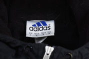 90's Adidas Embroidered Logo Black & White Full Zip Hooded Jacket - Jacket - Thrifted Threads