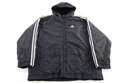 90's Adidas Embroidered Logo Black & White Full Zip Jacket - Jacket - Thrifted Threads