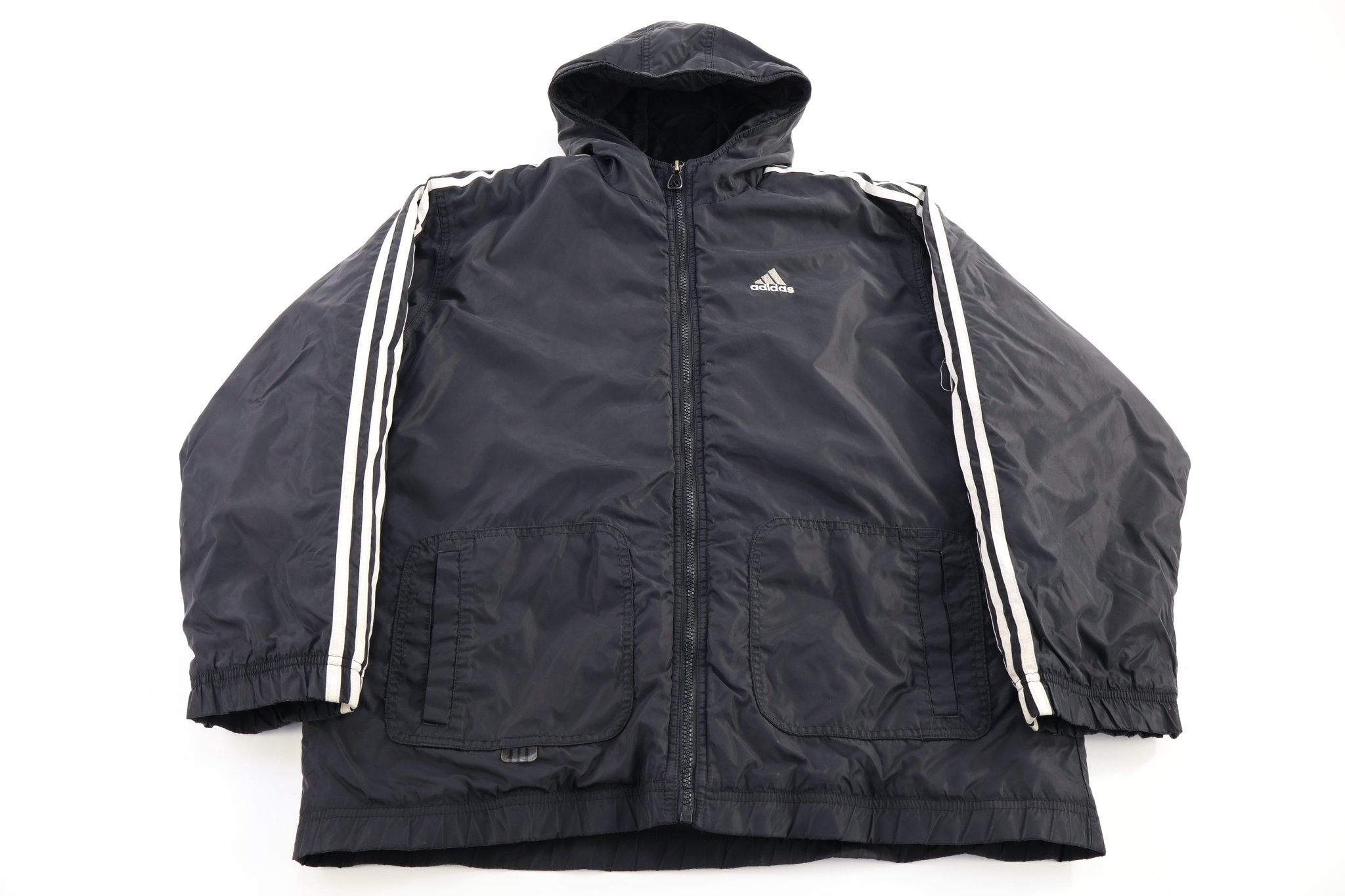 90's Adidas Embroidered Logo Black & White Full Zip Jacket - Jacket - Thrifted Threads