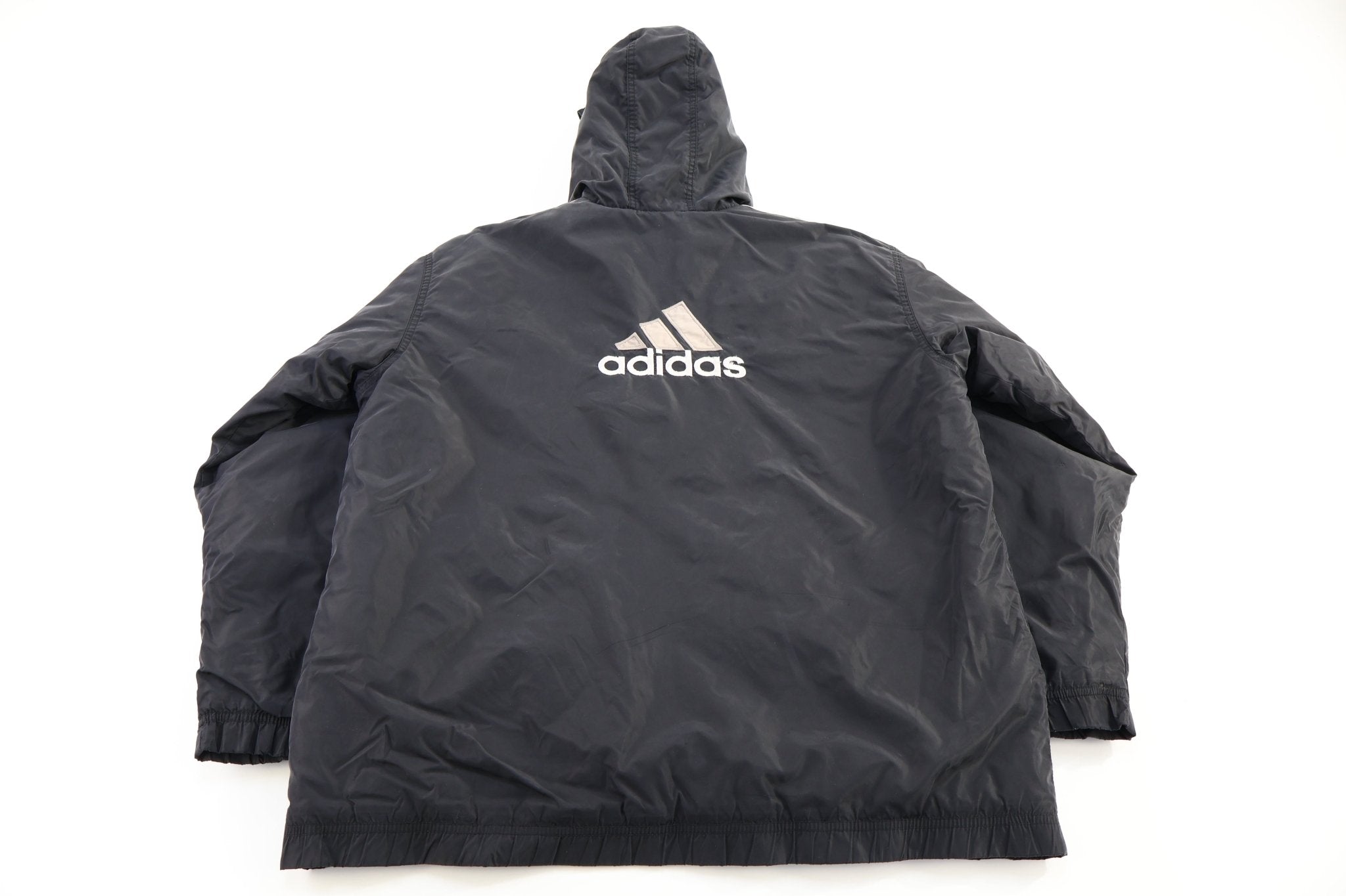 90's Adidas Embroidered Logo Black & White Full Zip Jacket - Jacket - Thrifted Threads
