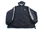 90's Adidas Embroidered Logo Black & White Striped Zip Up Jacket - Jacket - Thrifted Threads