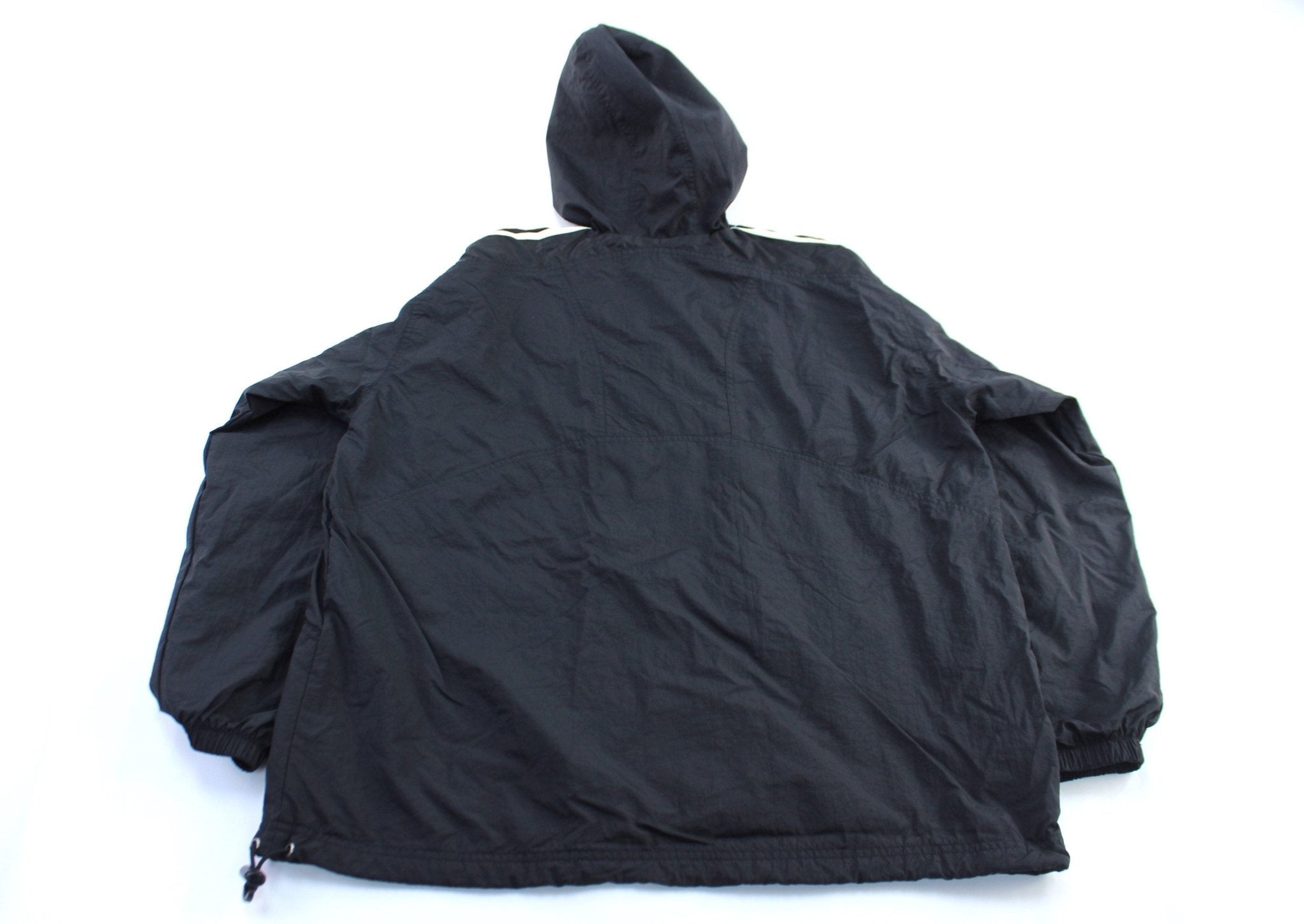 90's Adidas Embroidered Logo Black & White Striped Zip Up Jacket - Jacket - Thrifted Threads