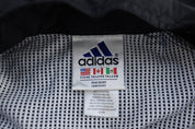 90's Adidas Embroidered Logo Black & White Striped Zip Up Jacket - Jackets - Thrifted Threads