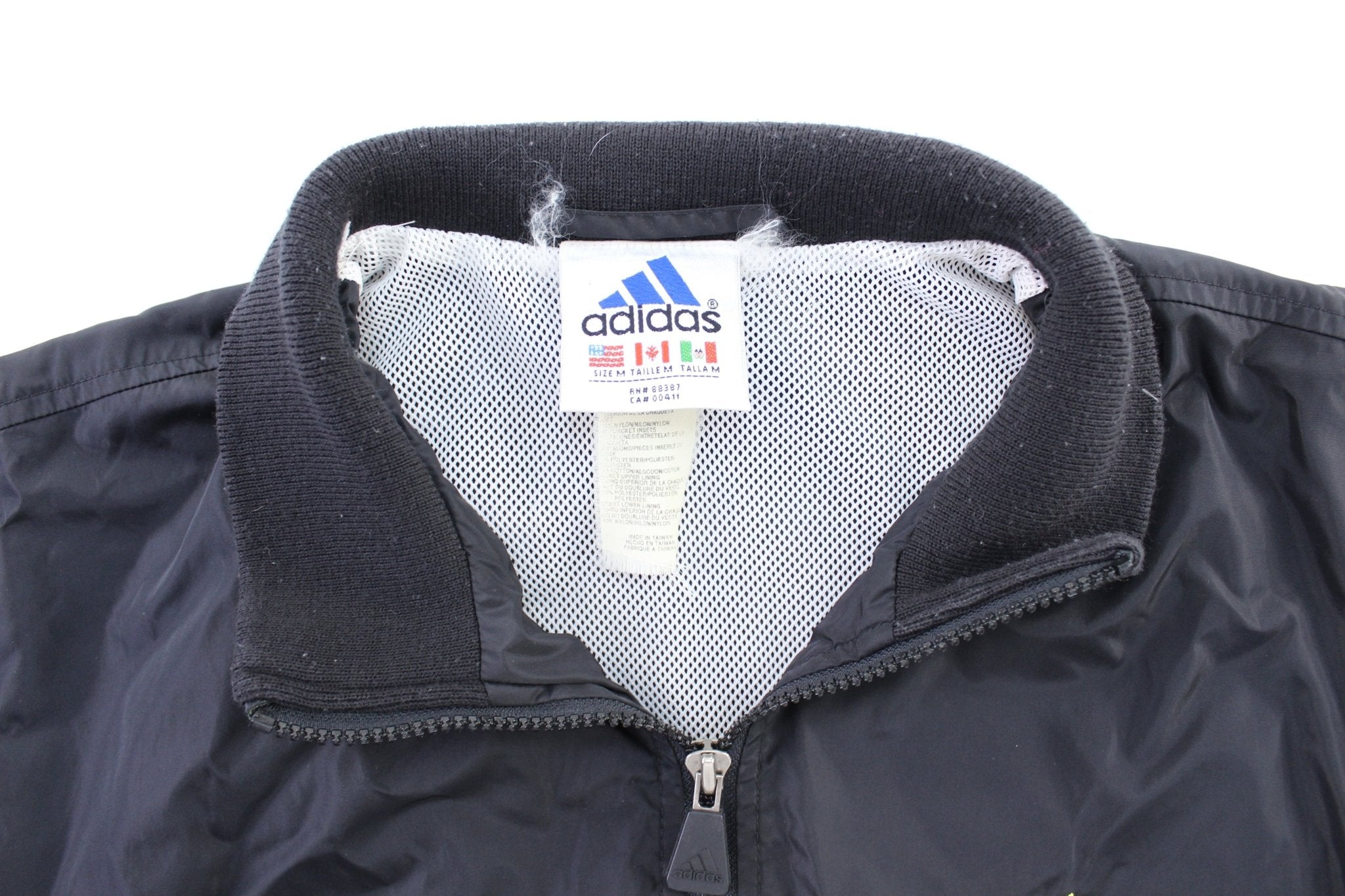 90's Adidas Embroidered Logo Black & White Windbreaker Jacket - ThriftedThreads.com