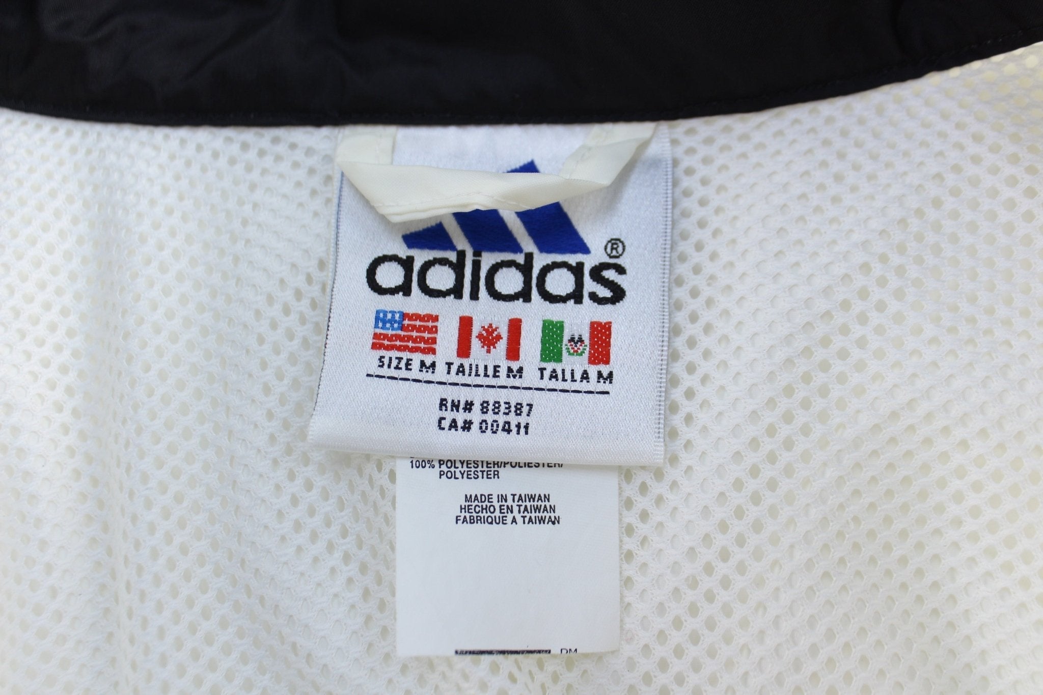 90's Adidas Embroidered Logo Black & White Windbreaker Jacket - jacket - Thrifted Threads
