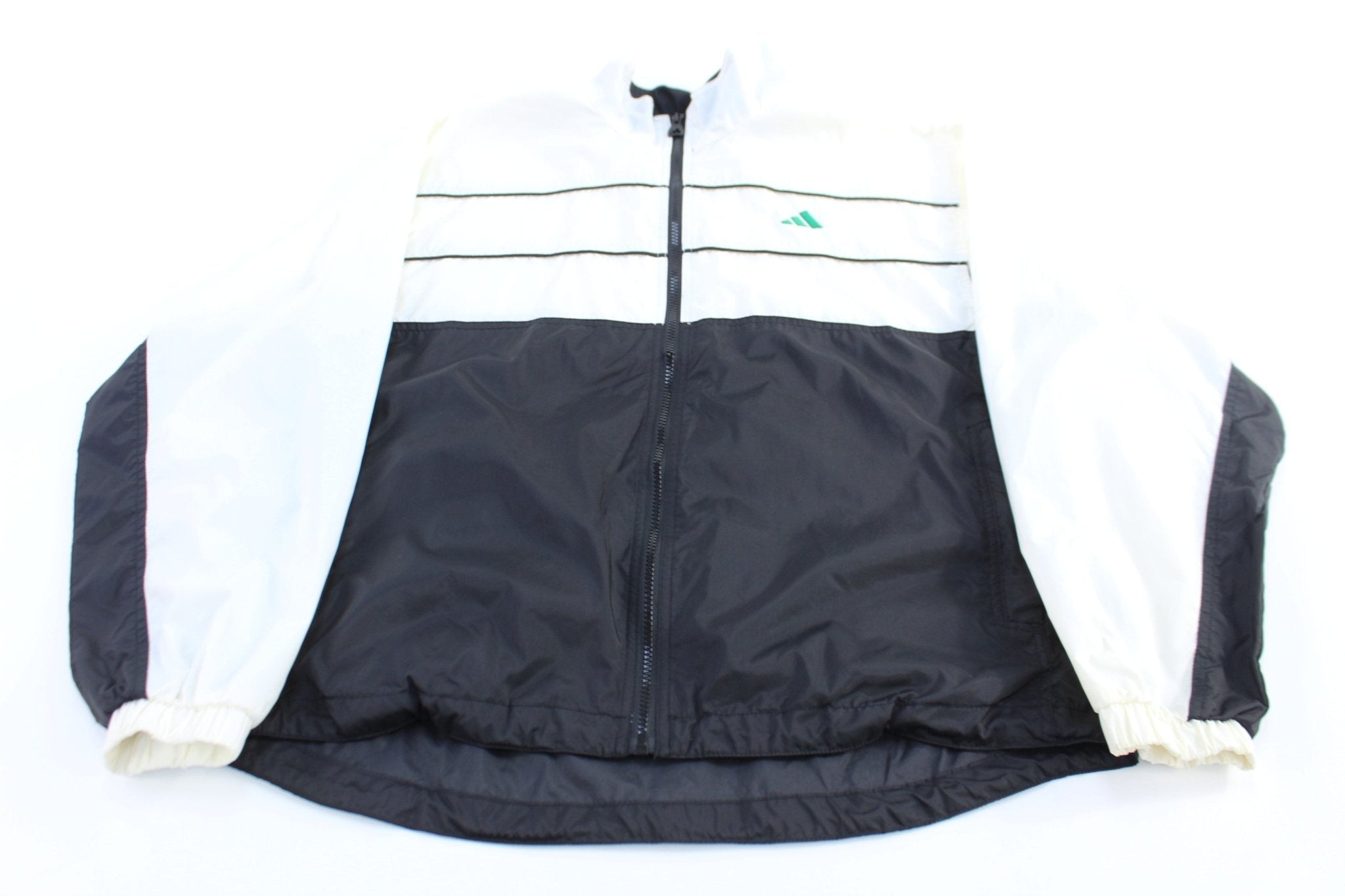 90's Adidas Embroidered Logo Black & White Windbreaker Jacket - jacket - Thrifted Threads