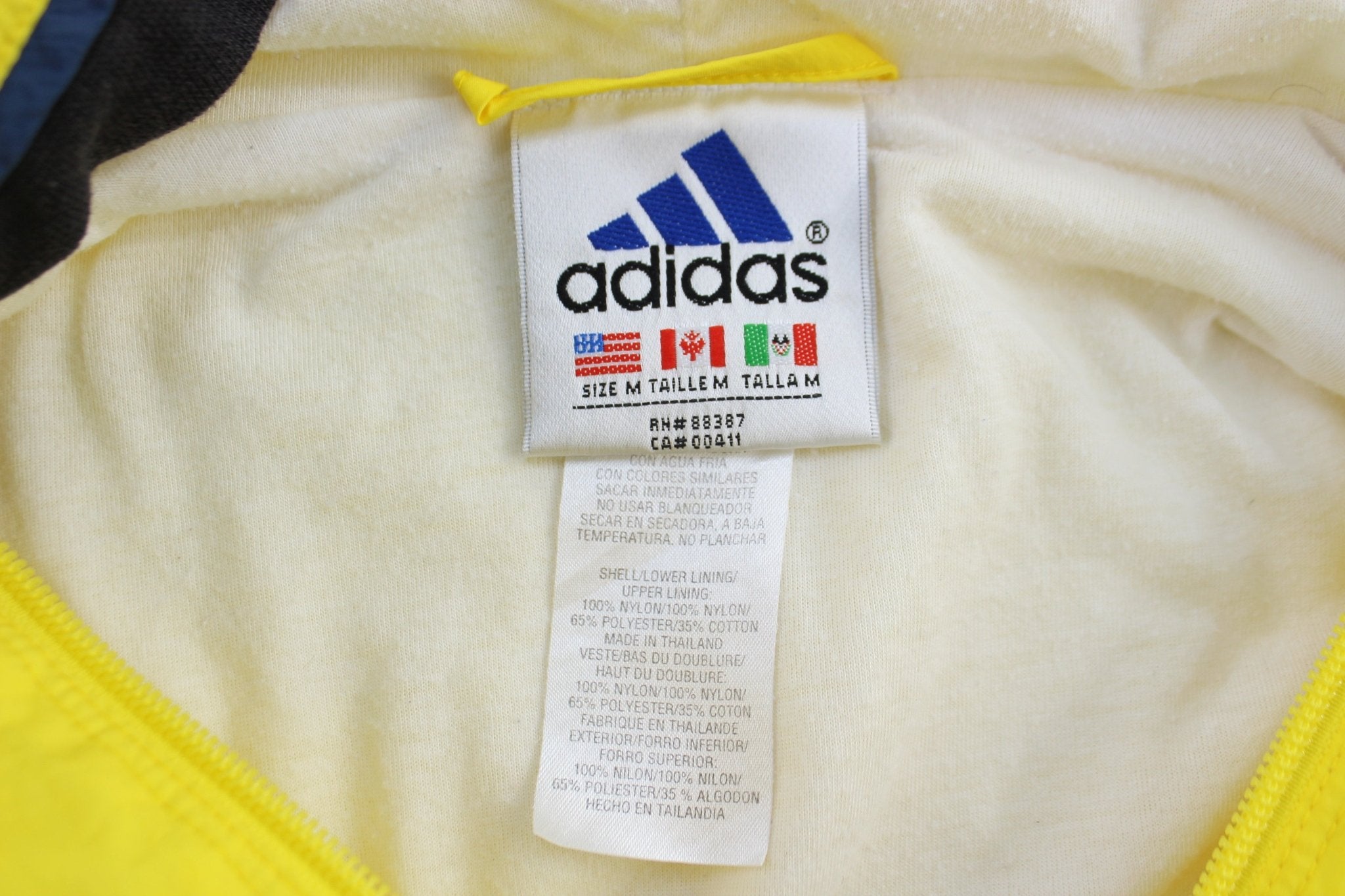 90's Adidas Embroidered Logo Black & Yellow Striped Zip Up Jacket - ThriftedThreads.com