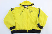 90's Adidas Embroidered Logo Black & Yellow Striped Zip Up Jacket - Jackets - Thrifted Threads