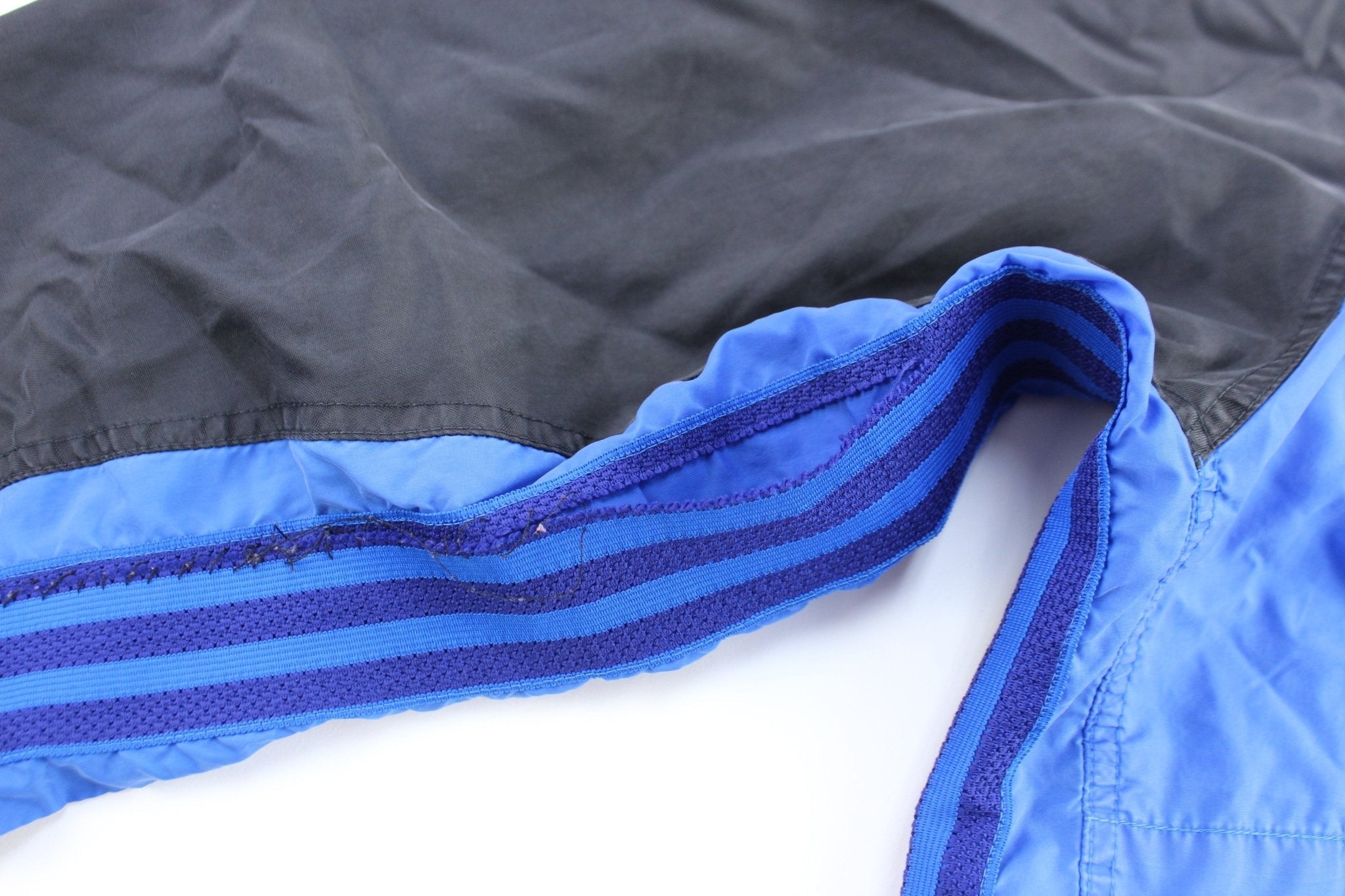 90's Adidas Embroidered Logo Blue & Black Striped Zip Up Jacket - Jackets - Thrifted Threads