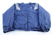 90's Adidas Embroidered Logo Blue, Grey, & White Striped Jacket - Jackets - Thrifted Threads