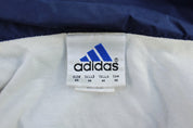 90's Adidas Embroidered Logo Blue, Grey, & White Striped Jacket - Jackets - Thrifted Threads