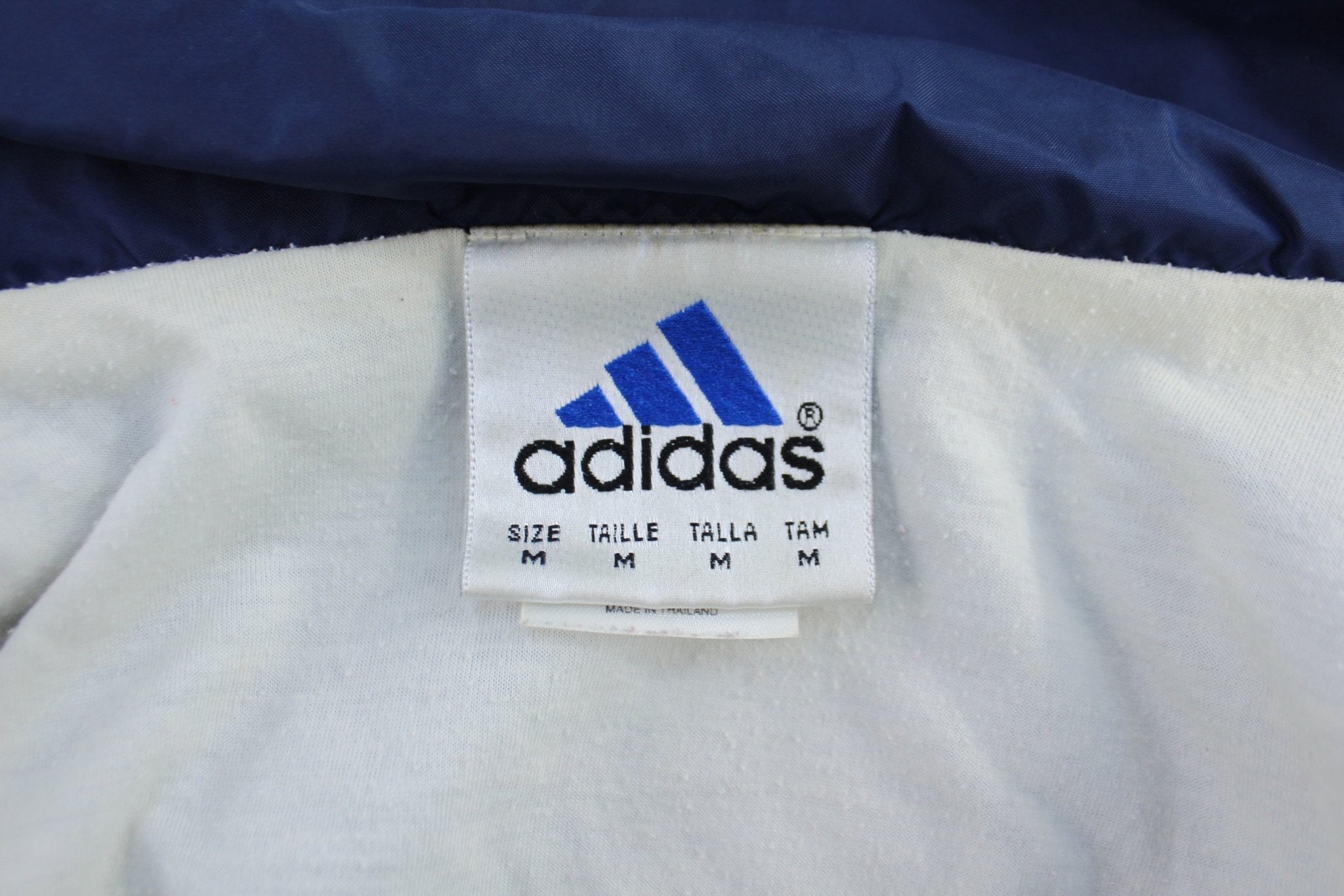 90's Adidas Embroidered Logo Blue, Grey, & White Striped Jacket - Jackets - Thrifted Threads