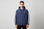 90's Adidas Embroidered Logo Blue Pullover Hoodie - Sweatshirt - Thrifted Threads
