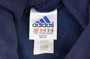 90's Adidas Embroidered Logo Blue Pullover Hoodie - Sweatshirt - Thrifted Threads
