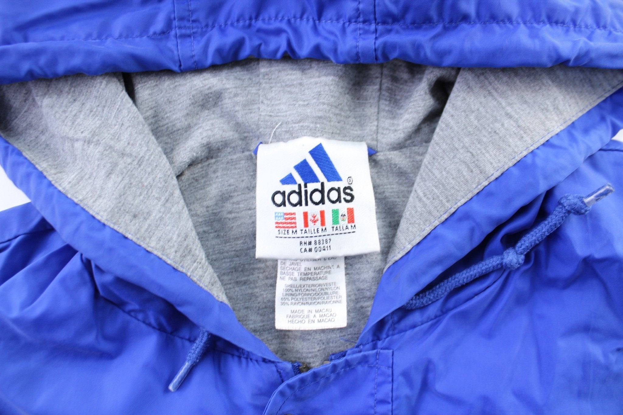 90's Adidas Embroidered Logo Blue & White Striped Jacket - Jacket - Thrifted Threads